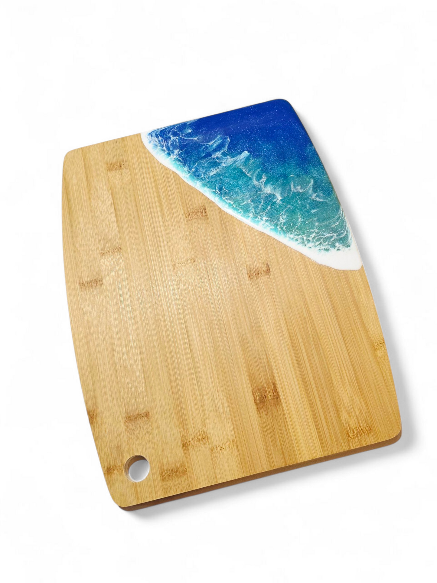 Large Bamboo Ocean Resin Art Cutting Board / Charcuterie Board 14in x 11in