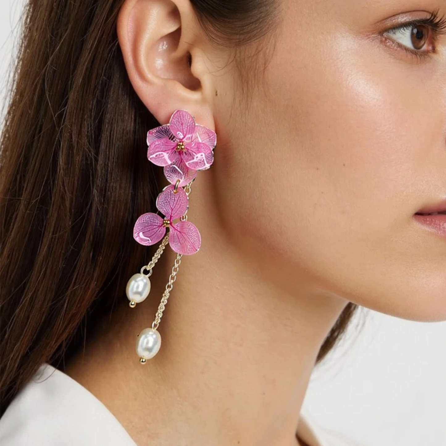 Handmade Real Hydrangea Flower Resin Earrings