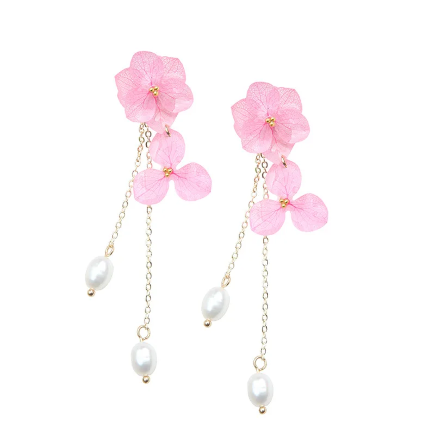 Handmade Real Hydrangea Flower Resin Earrings