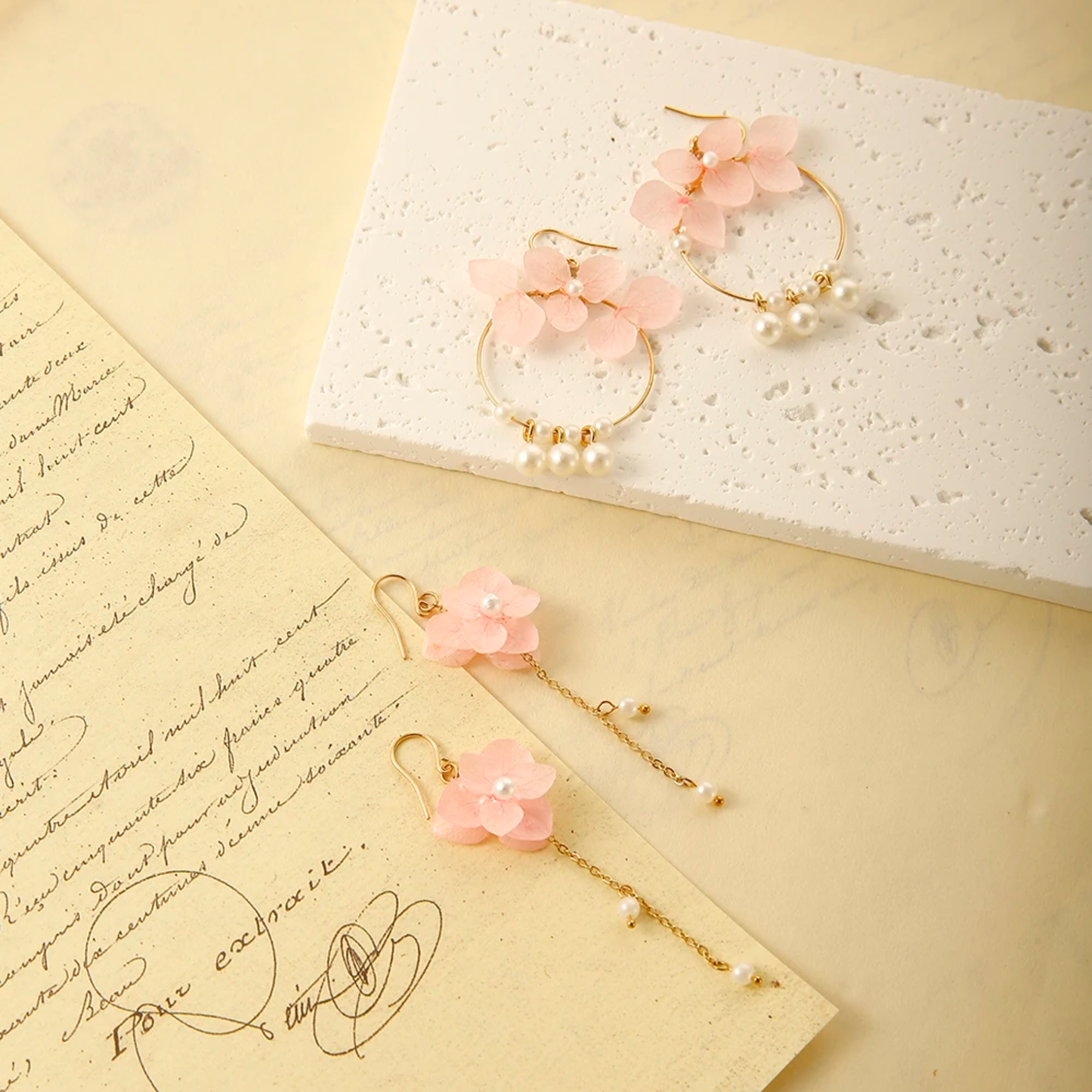 Handmade Real Hydrangea Flower Resin Earrings