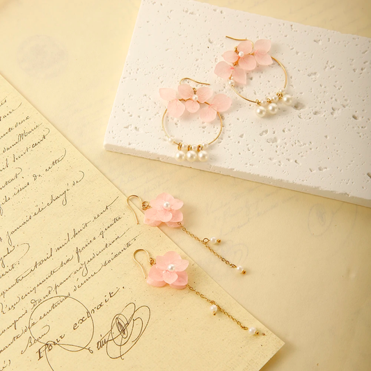 Handmade Real Hydrangea Flower Resin Earrings