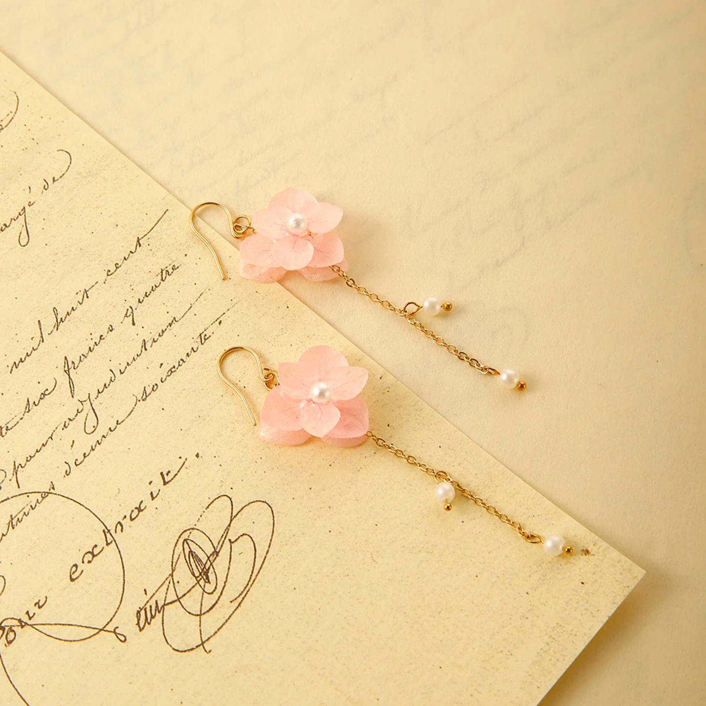 Handmade Real Hydrangea Flower Resin Earrings