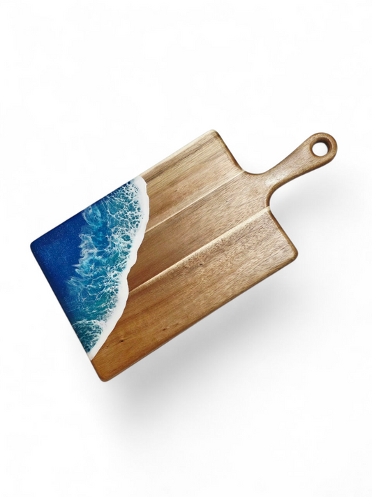 Handcrafted MediumAcacia Wood Paddle Board with Ocean Resin Design