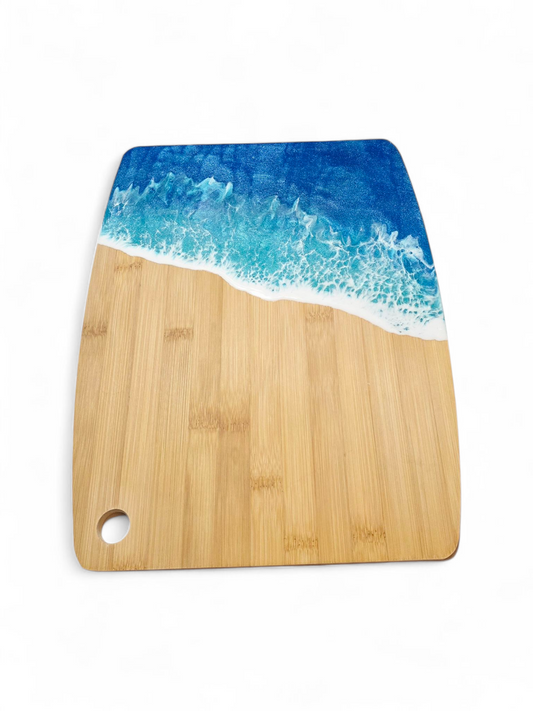 Large Bamboo Ocean Resin Art Cutting Board / Charcuterie Board 14in x 11in