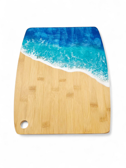 Large Bamboo Ocean Resin Art Cutting Board / Charcuterie Board 14in x 11in