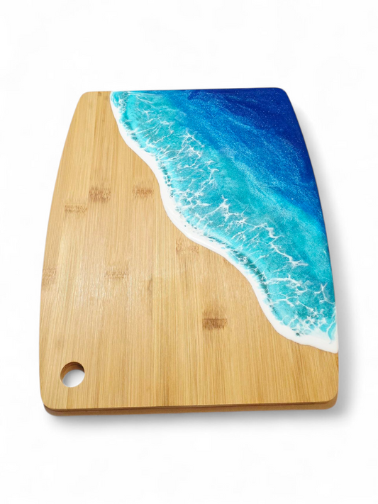 Large Bamboo Ocean Resin Art Cutting Board / Charcuterie Board 14in x 11in