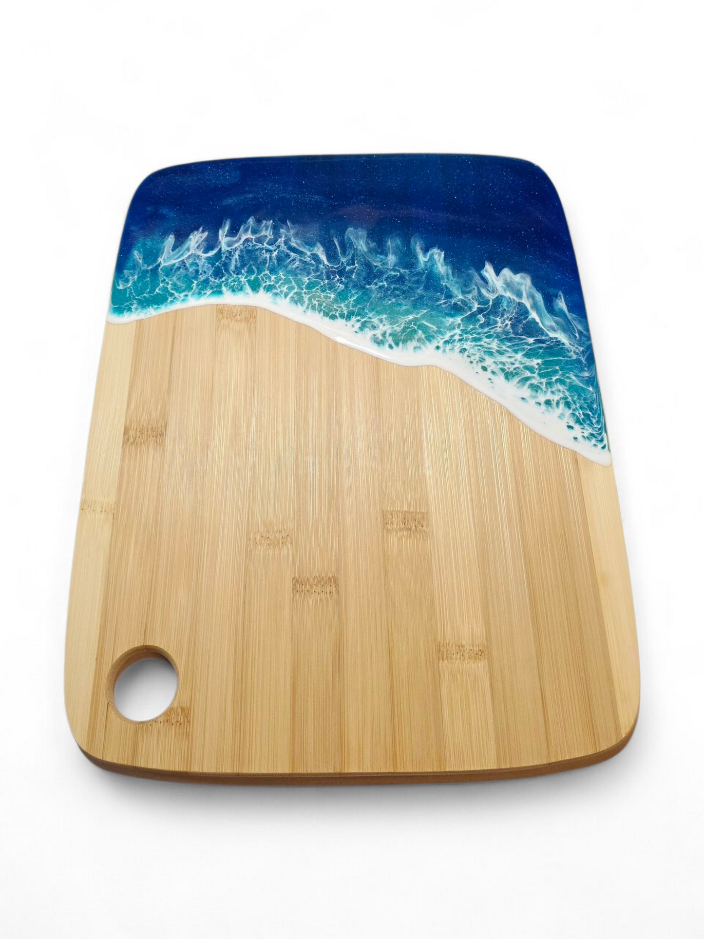 Large Bamboo Ocean Resin Art Cutting Board / Charcuterie Board 14in x 11in
