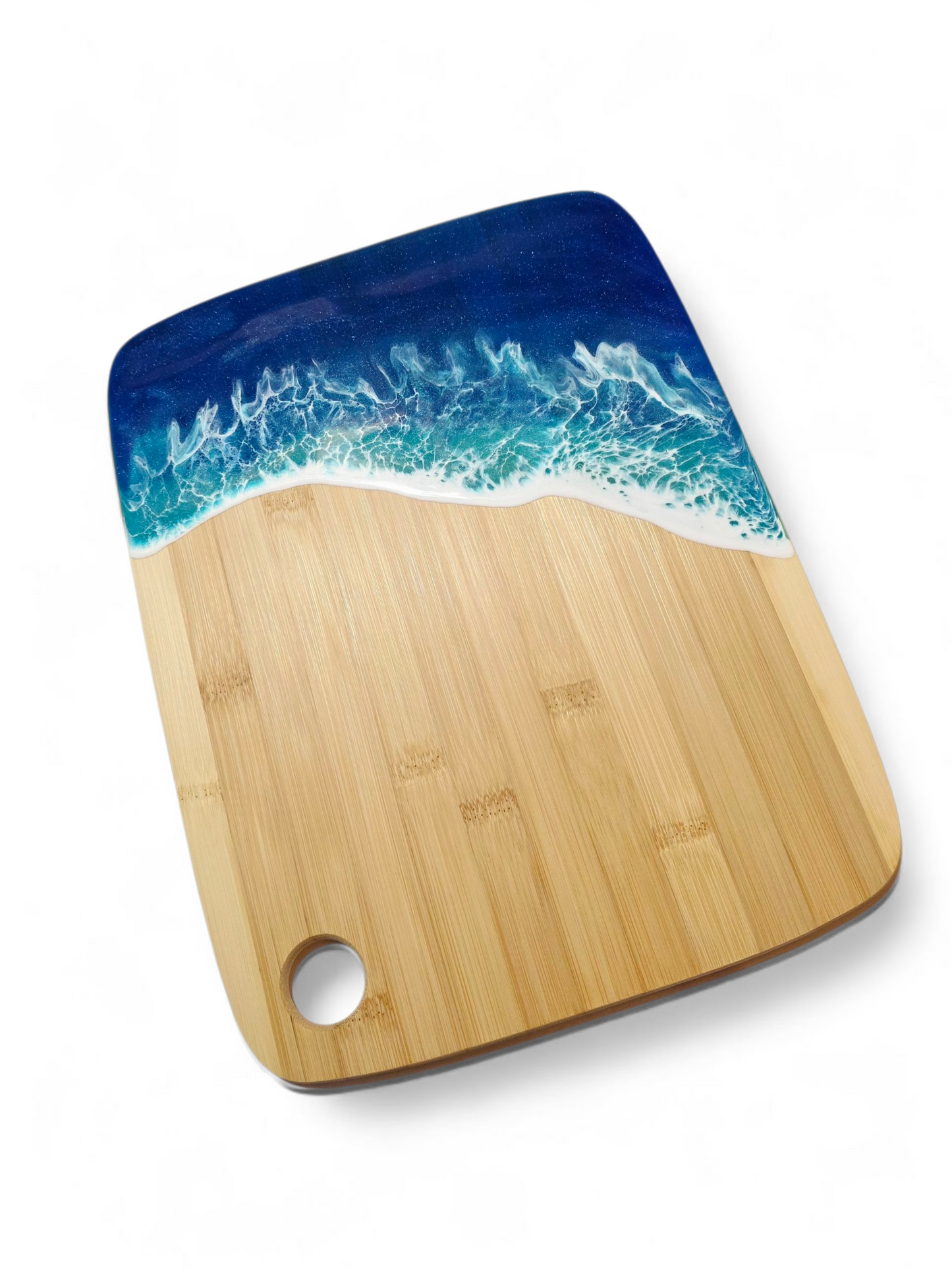 Large Bamboo Ocean Resin Art Cutting Board / Charcuterie Board 14in x 11in
