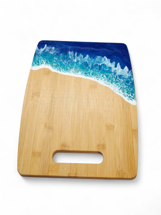 Large Bamboo Ocean Resin Art Cutting Board / Charcuterie Board 15in x 12in