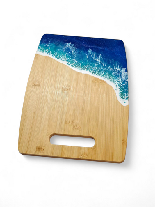 Large Bamboo Ocean Resin Art Cutting Board / Charcuterie Board 15in x 12in