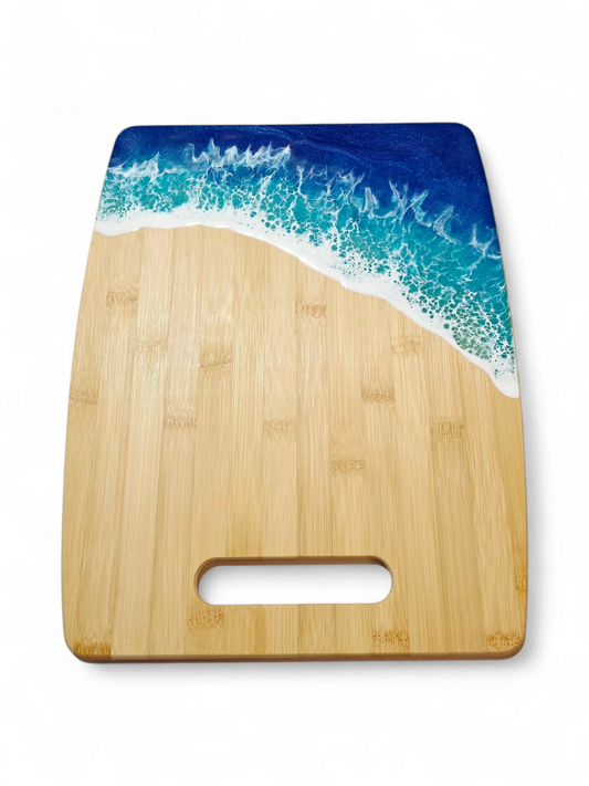 Large Bamboo Ocean Resin Art Cutting Board / Charcuterie Board 15in x 12in