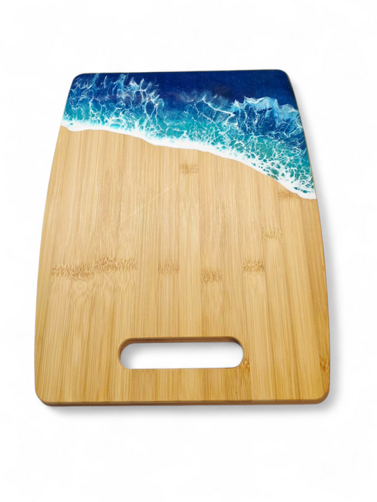 Large Bamboo Ocean Resin Art Cutting Board / Charcuterie Board 15in x 12in