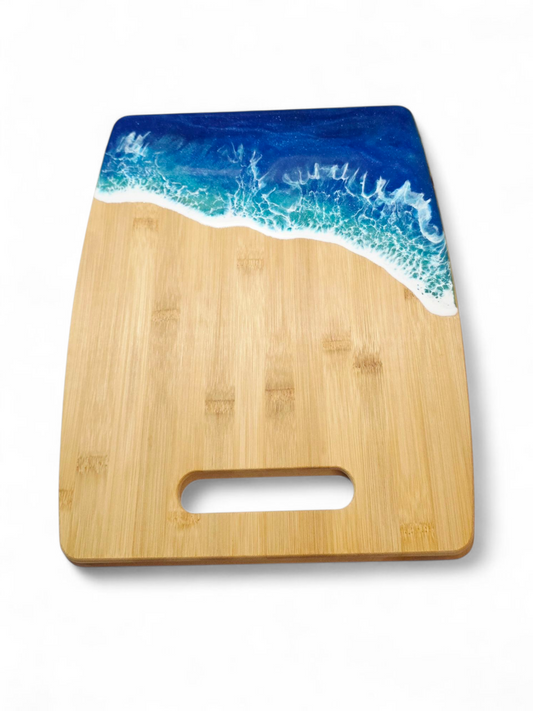 Large Bamboo Ocean Resin Art Cutting Board / Charcuterie Board 15in x 12in