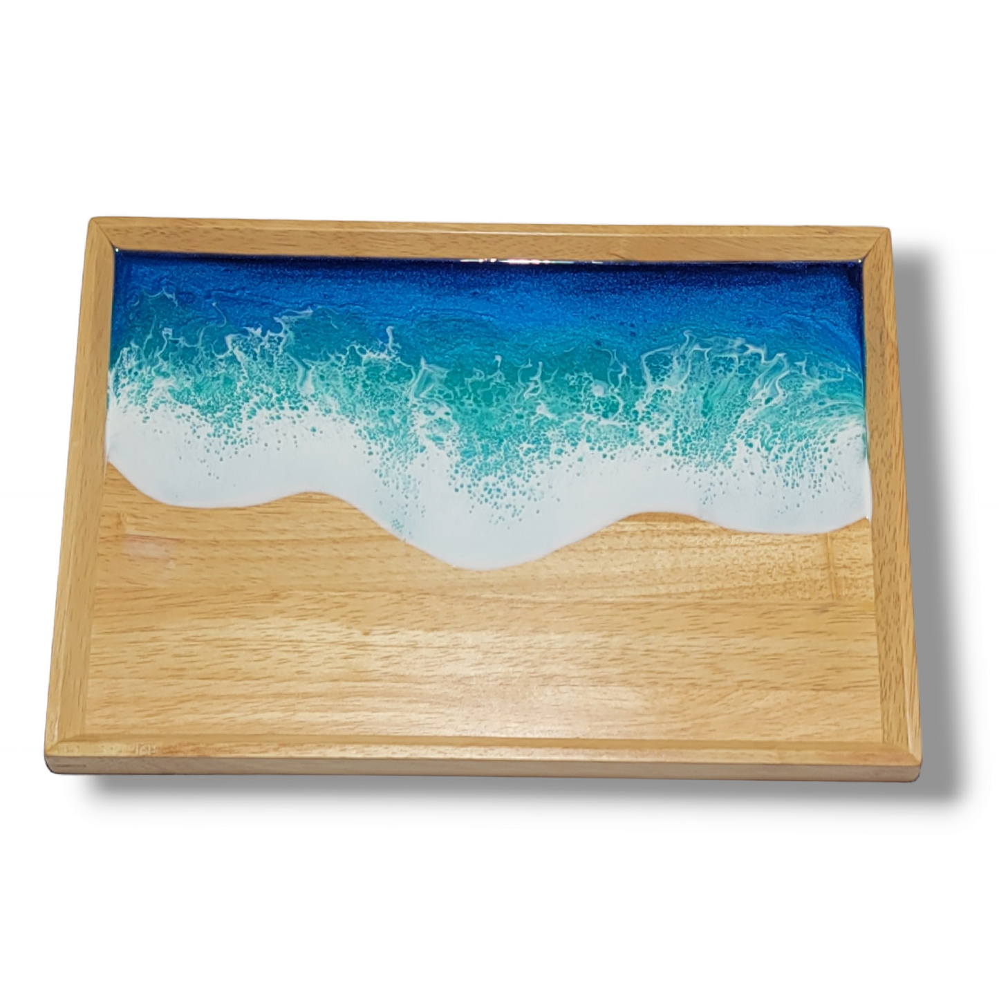 Aspen Wood Ocean Resin Art Tray – Elevate Your Servings with Rustic Elegance and Artistic Flair