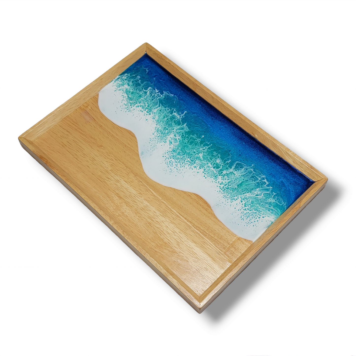 Aspen Wood Ocean Resin Art Tray – Elevate Your Servings with Rustic Elegance and Artistic Flair